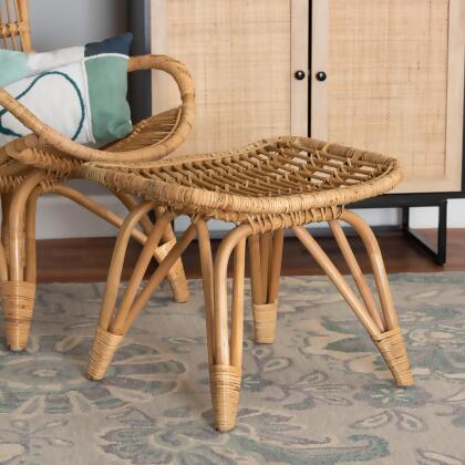 bali & pari Earvin Modern Bohemian Natural Brown Rattan Footstool 