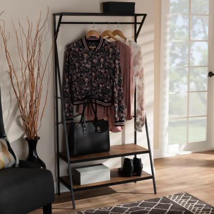 Baxton Studio Laima Vintage Rustic Industrial Distressed Wood and Black Metal Finished Entryway Coat Hanger 
