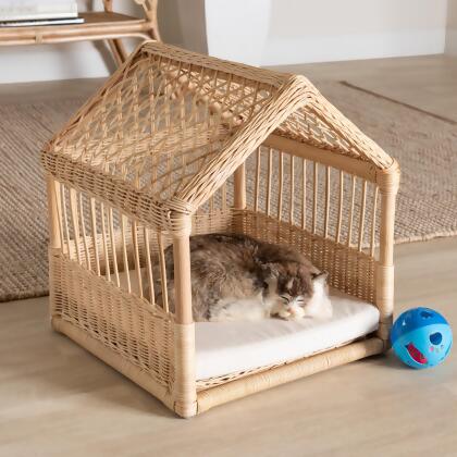 bali & pari Pieta Modern Bohemian Natural Brown Rattan Pet Bed 