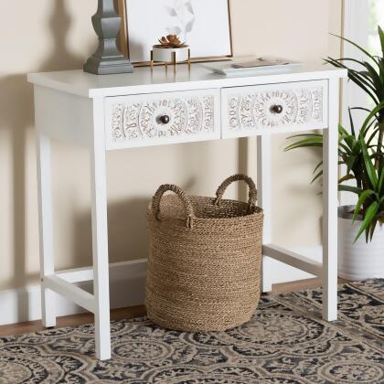 Baxton Studio Yelena Classic and Traditional White Finished Wood 2-Drawer Console Table 