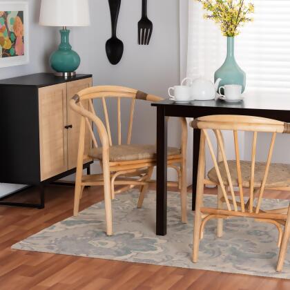 bali & pari Kyoto Modern Bohemian Natural Brown Rattan Dining Chair 