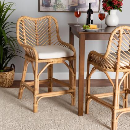 bali & pari Arween Modern Bohemian Natural Brown Rattan Counter Stool 