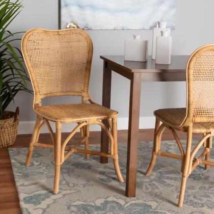 bali & pari Irene Modern Bohemian Natural Rattan Dining Chair 