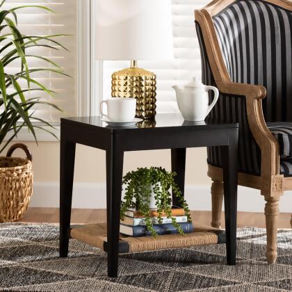 bali & pari Freya Modern Bohemian Black Finished Bayur Wood End Table 
