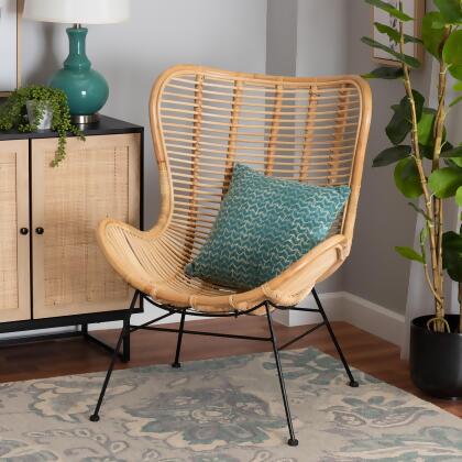 bali & pari Colorado Modern Bohemian Rattan and Metal Accent Chair 