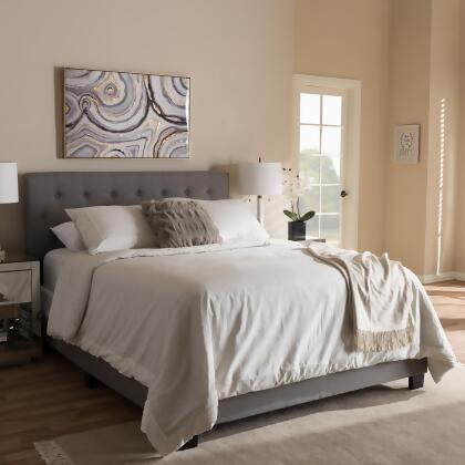 Baxton Studio Cassandra Modern and Contemporary Fabric Upholstered Bed 
