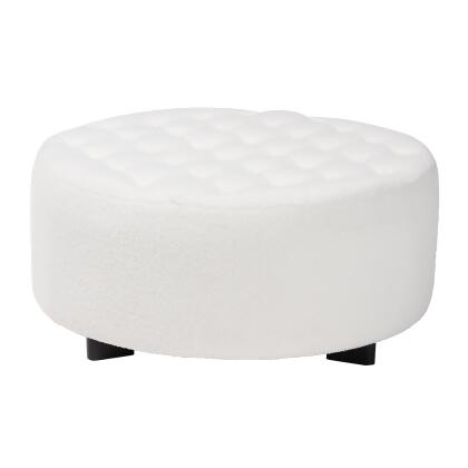 Baxton Studio Athena Modern and Contemporary Ivory Boucle Upholstered and Black Finished Wood Round Ottoman alternate image