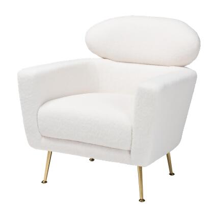 Baxton Studio Fantasia Modern and Contemporary Ivory Boucle Upholstered and Gold Metal Armchair alternate image