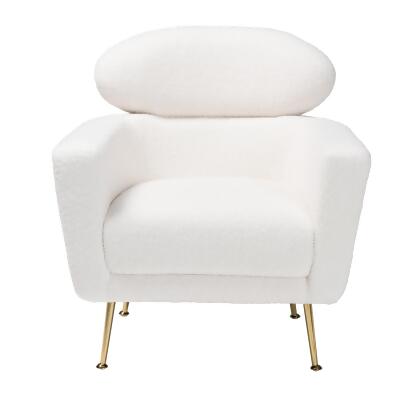 Baxton Studio Fantasia Modern and Contemporary Ivory Boucle Upholstered and Gold Metal Armchair alternate image