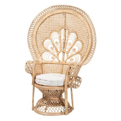 bali & pari Ediva Modern Bohemian Natural Brown Rattan Peacock Accent Chair alternate image