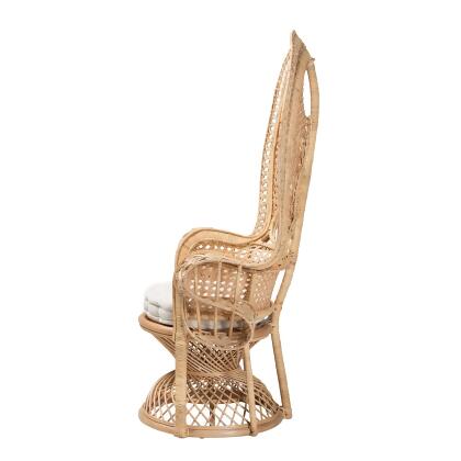 bali & pari Ediva Modern Bohemian Natural Brown Rattan Peacock Accent Chair alternate image