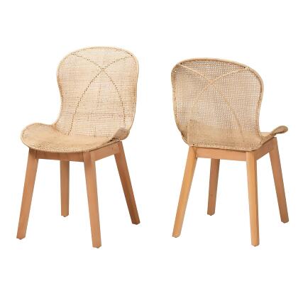 bali & pari Sabelle Japandi Greywashed Rattan and Metal Dining Chair Set alternate image