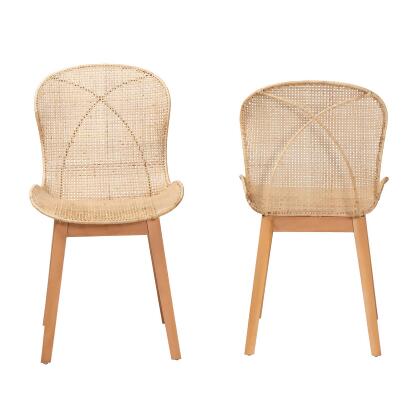 bali & pari Sabelle Japandi Greywashed Rattan and Metal Dining Chair Set alternate image