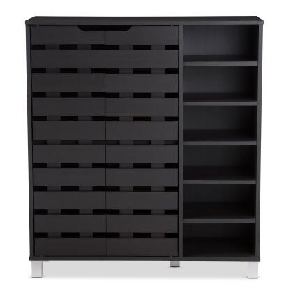 Baxton Studio Shirley Modern 2 Door Shoe Cabinet with Open Shelves alternate image
