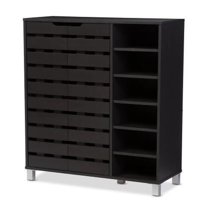 Baxton Studio Shirley Modern 2 Door Shoe Cabinet with Open Shelves alternate image
