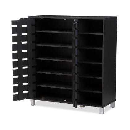 Baxton Studio Shirley Modern 2 Door Shoe Cabinet with Open Shelves alternate image