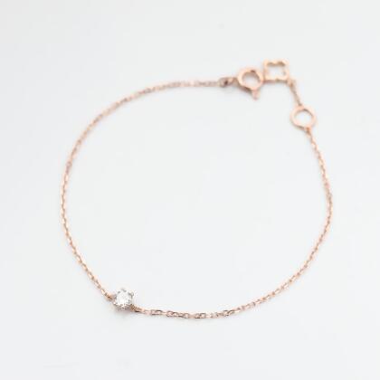 18K Tint Diamond Bracelet 0.10 ct 六爪簡約鑽石手鍊-黃K金(K14YG)