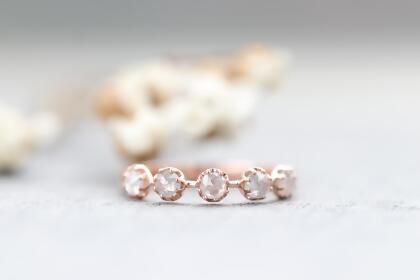 14K Rough Diamond Round Flower Ring 花原鑽戒指