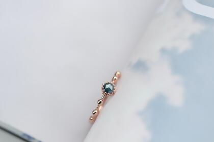 14K Ball Shape Blue Rough Diamond Ring 珠珠青原鑽戒指