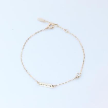 14K Initial CZ Bracelet 簡約名牌鑽手鍊-0.10 ct 真鑽 