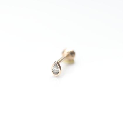 14K Drop Shape CZ Piercing 水滴鑽鎖珠耳環 