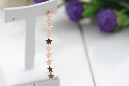 14K Super Star Black CZ Earring 黑鑽石長星星耳環(單個) 