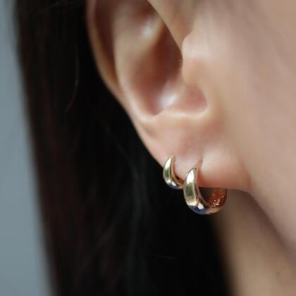 14K Gold Drop Lock Earring (Large) 金水滴耳扣耳環(大) (內徑 9mm) 