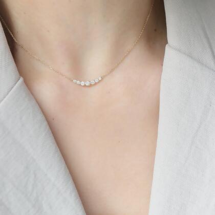 14K Smile Diamond Necklace 微笑鑽石項鍊 (0.34 ct)-K18YG 