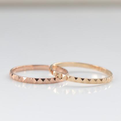 18K Gold Pyramid Ring 黃金金字塔戒-#3~#9-黃K金(K14YG) 