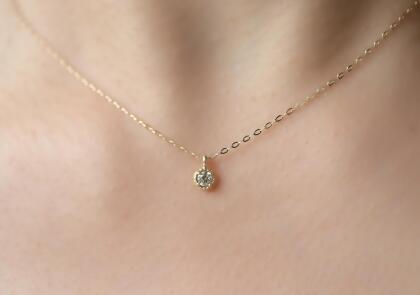 14K Retro Diamond Necklace 復古鑲鑽石項鍊 (0.10 ct ) 