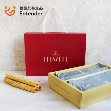 【銀髮友善食品】幸福+蛋捲紅禮盒(芝麻) 
