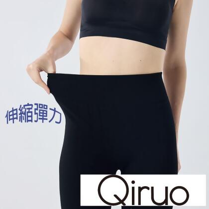 【Qiruo 奇若名品】專櫃時尚彈力 內刷毛內搭褲 0983C(精品保暖 黑色 亮圓點) 