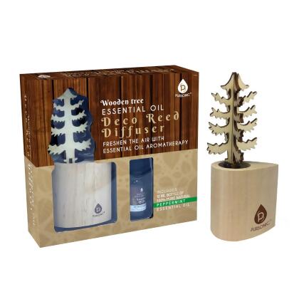3D Wooden Standard Tree Reed Diffuser with Peppermint Essential Oil 