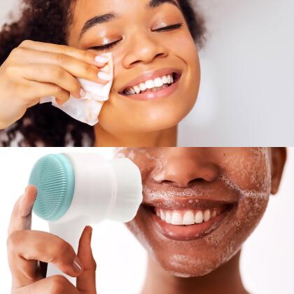 Radiant Beauty Bundle: Dual Sided Facial Cleansing Brush & Makeup Removal Wipes (12 Pack) alternate image