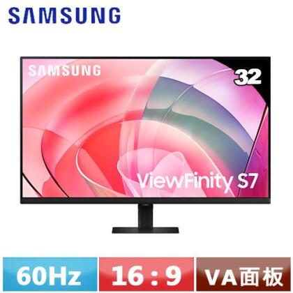 SAMSUNG三星 32型 ViewFinity S7 4K平面顯示器 S32D706EAC 黑色 