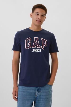 Gap Mens Blue London Everyday Logo 100% Cotton Crew Neck Short Sleeve T-Shirt - Blue London
