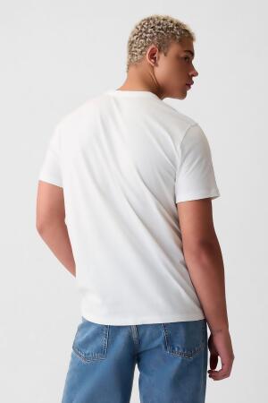 Gap Mens White Everyday Logo 100% Cotton Crew Neck Short Sleeve T-Shirt - White