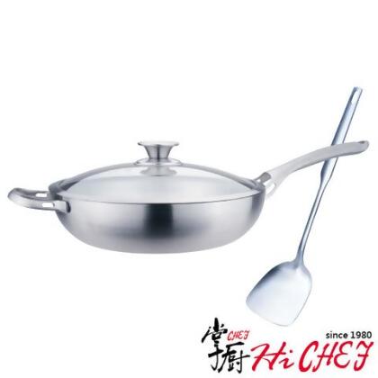 《掌廚HiCHEF》316不鏽鋼 七層複合金平底鍋30cm(附鍋鏟) - 平底鍋+316不鏽鋼鍋鏟 
