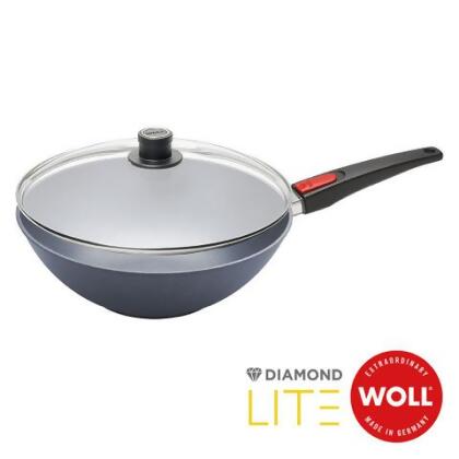 《WOLL》德國歐爾 DIAMOND LITE 新鑽石 鑄造不沾中華鍋32cm(電磁爐適用/可拆式把手) - 