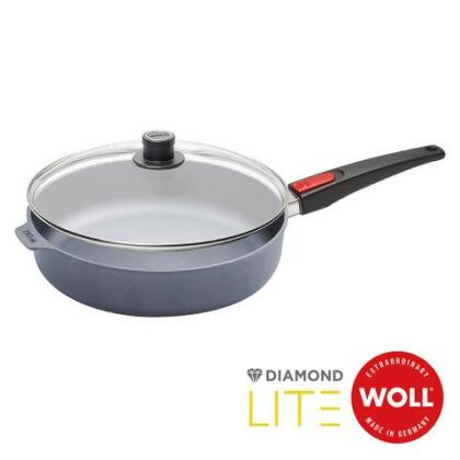 《WOLL》德國歐爾 DIAMOND LITE 新鑽石 鑄造不沾深平底鍋32cm(電磁爐適用/可拆式把手/附安全玻璃蓋) - 