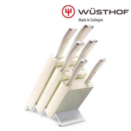 《WUSTHOF》德國三叉牌 CLASSIC IKON cream 7件刀具座組(6件刀具+梣木刀座creme) - 
