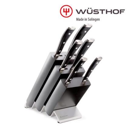 《WUSTHOF》德國三叉牌 CLASSIC IKON black 7件刀具座組(6件刀具+梣木刀座) - 