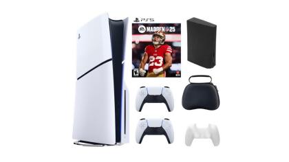 Playstation Slim Disc Bundle With Accessories, Extra Controller and Madden NFL 25 Game 