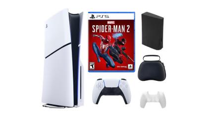 Playstation Slim Disc Bundle With Accessories, and Spiderman Game 