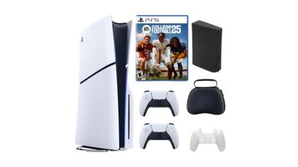 Playstation Slim Disc Bundle With Accessories, Extra Controller and College Football 25 Game 