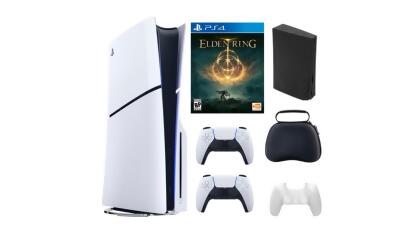 Playstation Slim Disc Bundle With Accessories, Extra Controller and Elden Ring Game 