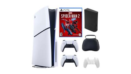 Playstation Slim Disc Bundle With Accessories, Extra Controller and Spiderman Game 