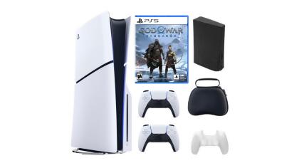 Playstation Slim Disc Bundle With Accessories, Extra Controller and God Of War Game 