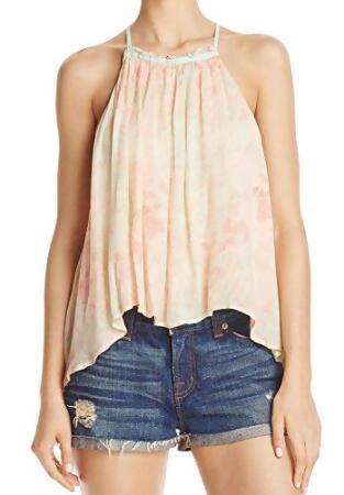 Free People Womens Pleated Sleeveless Casual Top Pink M 