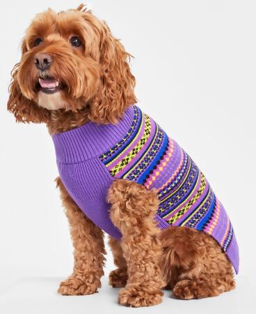 Holiday Lane Bright Stripe Fair Isle Pet Sweater 